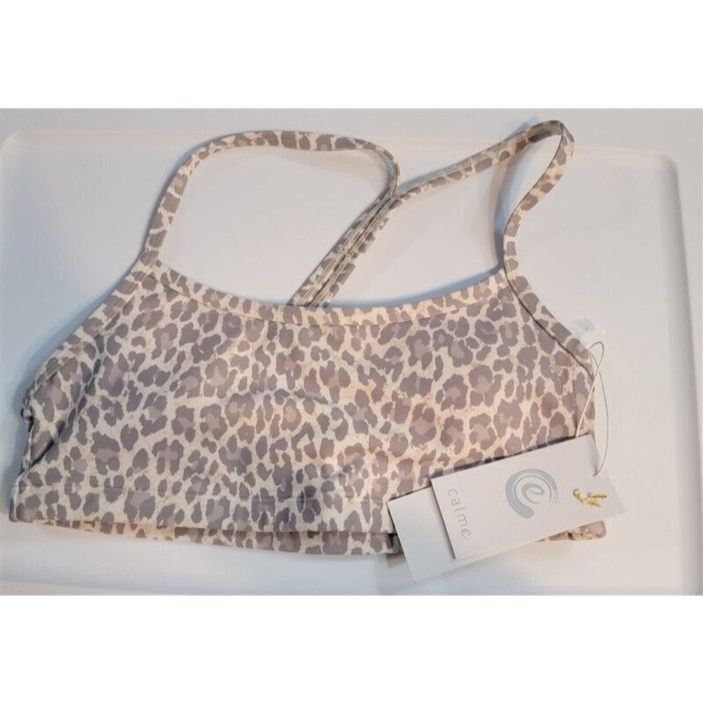 NWT Calme Johnny Was Endurance Cross Back Sports Bra XL Cheetah 100276